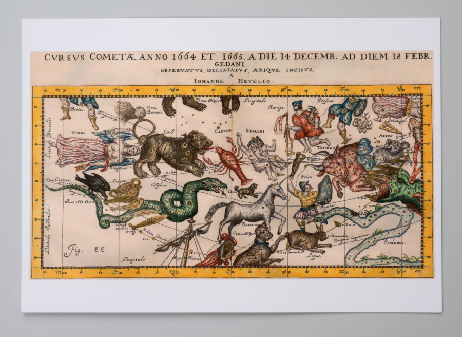 Kartka pocztowa z przedstawieniem graficznym znaków zodiaku. 