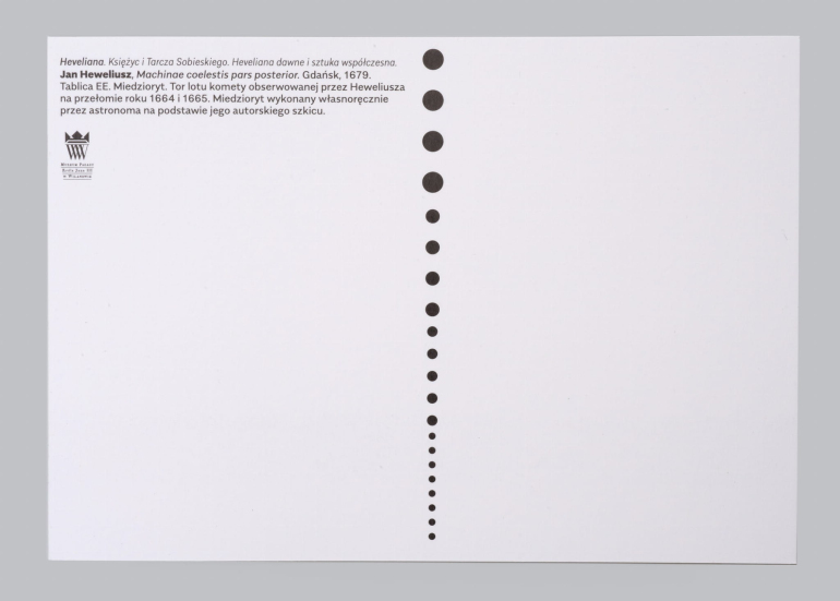 Rewers kartki pocztowej z logotypem Muzeum w Wilanowie i napisem. 