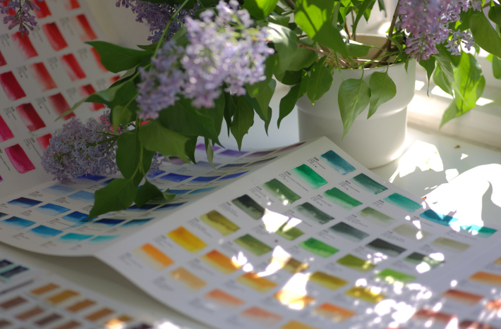 Zajęcia z ilustracji botanicznej, farby, rośliny